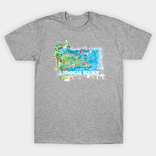 Dominican_Republic_ Illustrated_ Travel_ Map_ with_ Roads_ and_ HighlightsS T-Shirt by artshop77